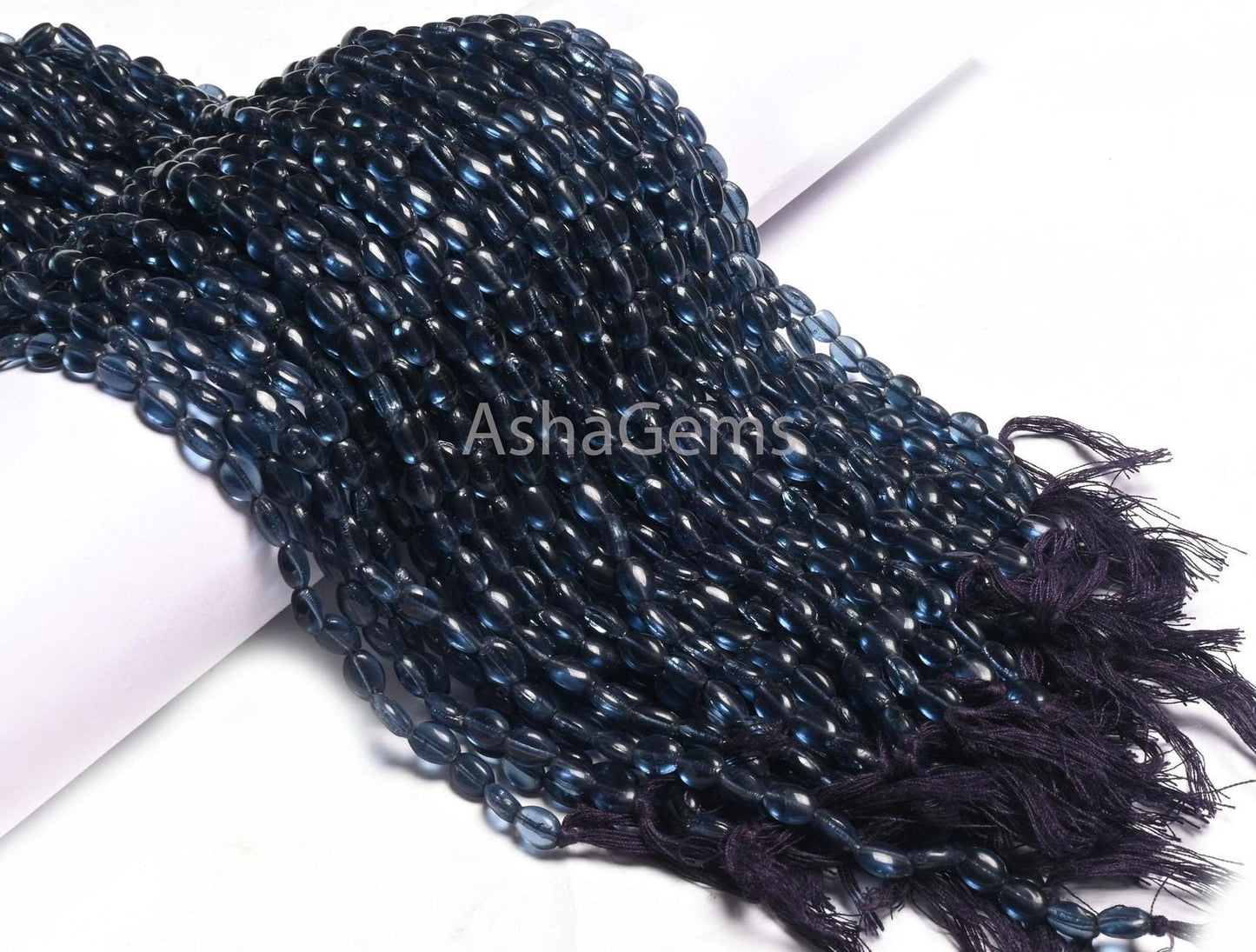 5.5-8 mm Beautiful Blue Iolite Color Hydro Smooth Oval Shape Handmade Beads, Navy Blue Hydro Plain Oval Loose Bead Jewelry Making Craft SALE