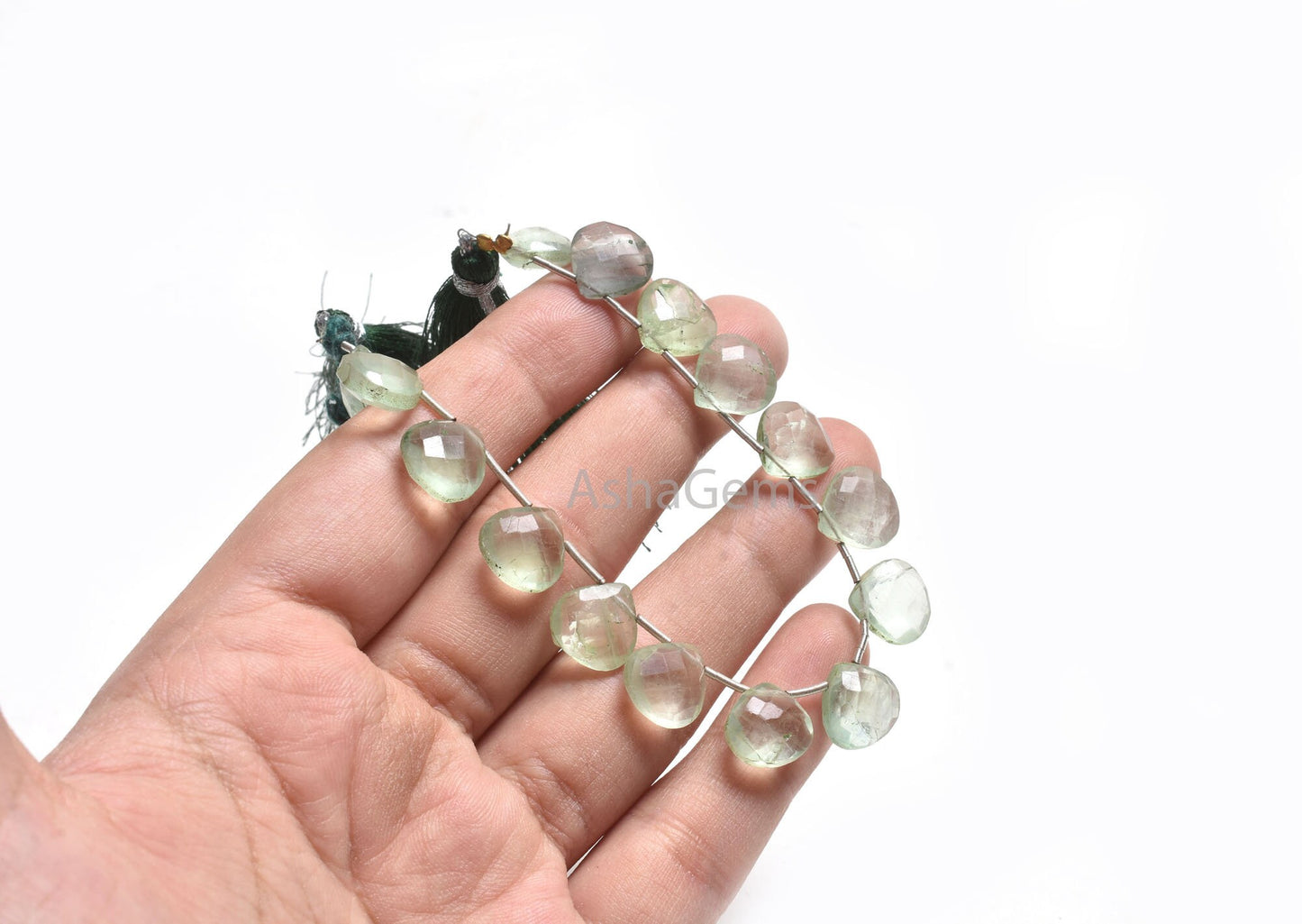 11 mm Fine Natural Fluorite Heart Shape Faceted Beads, Green Fluorite Hearts Briolette Side Drill Gemstone Bead, Fluorite Bead Jewelry Craft