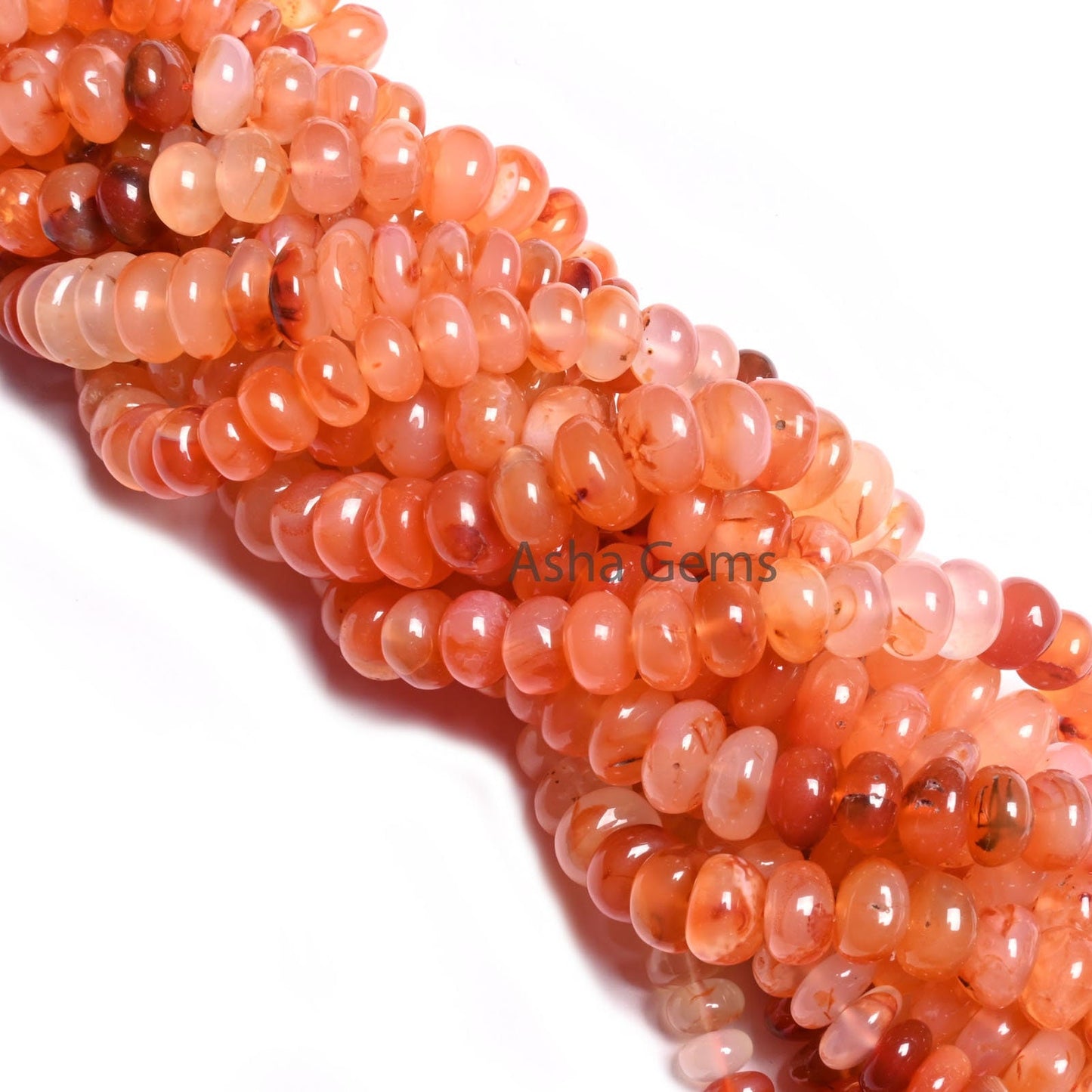 Natural Carnelian Smooth Rondelle Shape Beads,10" Shaded Red Orange Carnelian Plain Handmade Gemstone Loose Bead Carnelian Bead Jewelry SALE
