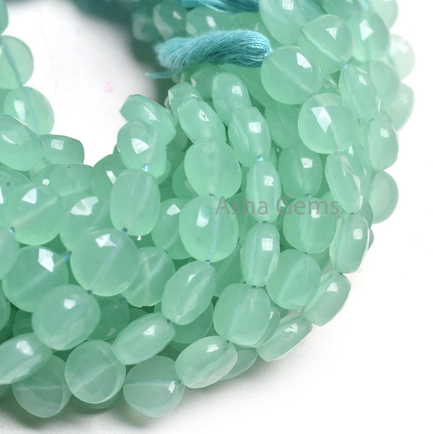 Beautiful Aqua Blue Chalcedony Faceted Coin Shape Beads,8" Strand AAA Chalcedony Faceted Coin Briolette Straight Drill Gemstone Bead Jewelry