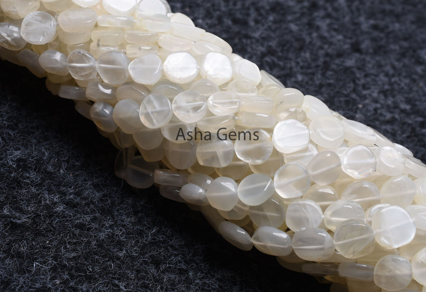 Natural White Moonstone Smooth Coin Flat Gemstone Beads,13" Moonstone Handmade Uneven Shape Coin Straight Drill Bead, Moonstone Bead Jewelry