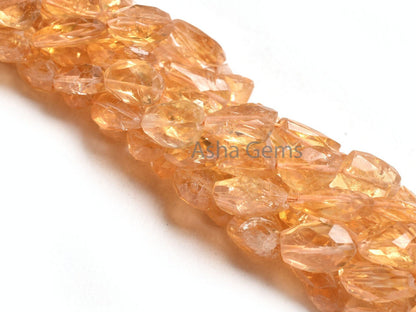Natural Citrine Faceted Nugget Shape Beads, Fine Yellow Citrine Quartz Indian Cut Uneven Tumble Straight Drill Citrine Beads Jewelry Crafts