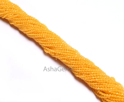 Rare Yellow Chalcedony Quartz Micro Cut Gemstone Tiny Beads,2.5 mm AAA Quality Yellow Quartz faceted Rondelle Machine Cut Beads Jewelry SALE