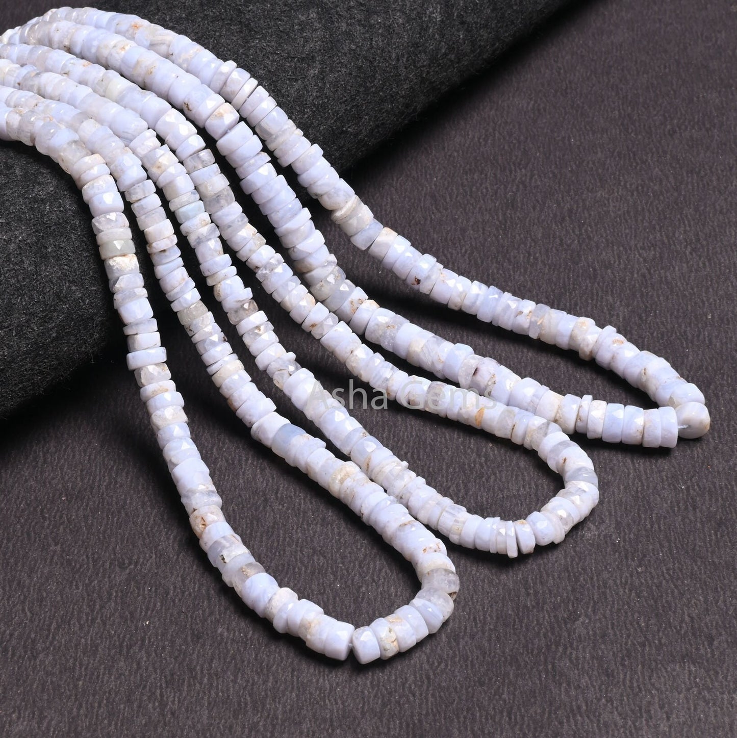 Natural Blue lace Agate Faceted Tyre Gemstone Loose Beads,16" Strand Blue Lace Agate Indian Cut Flat Wheel Shape Beads Jewelry Making Crafts