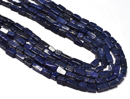 Natural Lapis Lazuli Smooth Rectangle Beads, Amazing Blue Lapis Handmade Rectangle Gemstone Beads Straight Drilled Lapis Beads For Jewelry