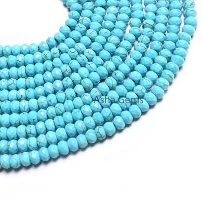 4.5 mm Beautiful Blue Jade faceted Rondelle Shape Beads,14" Strand Blue Turquoise Color Jade Quartz machine cut Gemstone Bead Jewelry Making