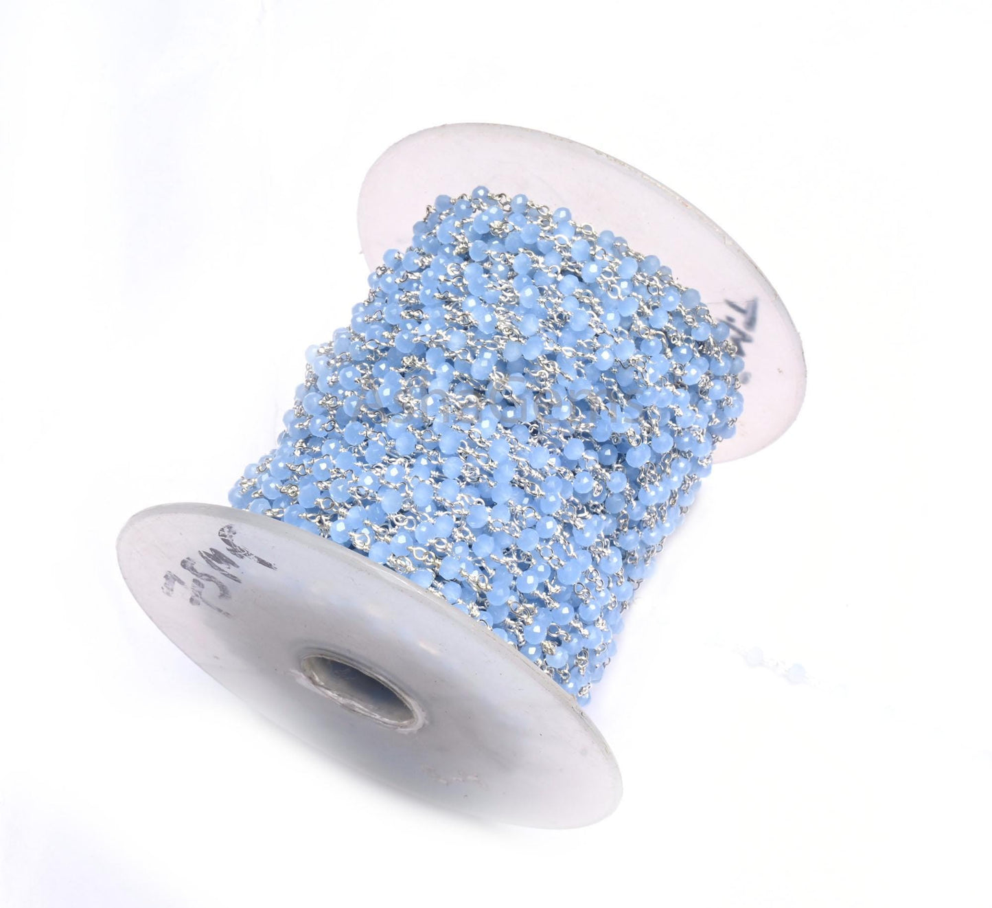 1,5,50 Aqua Blue Chalcedony Hydro Rondelle Faceted Beads Rosary Chain,3mm Silver  Plated Wire Wrap Beaded  Chains Jewelry Necklace