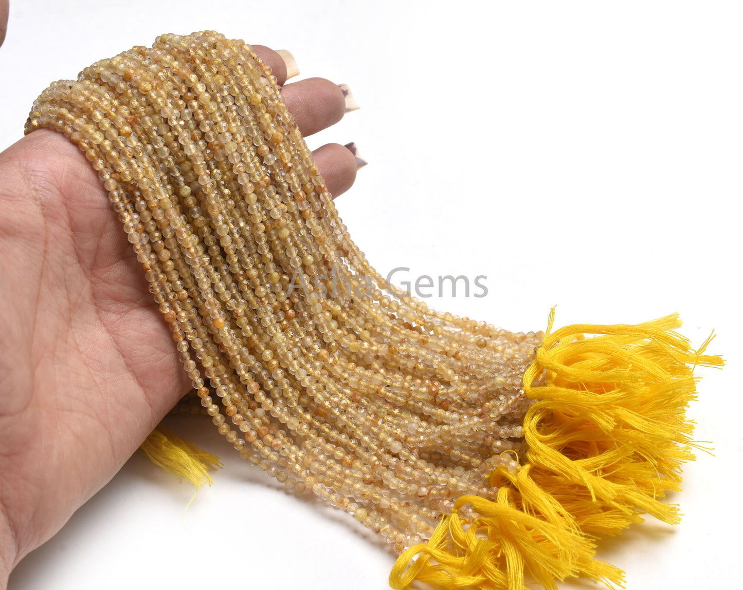 3.2 mm Genuine Rutile Micro Cut Faceted Beads, AAA Golden Rutile Beads,13"Strand Natural Rutilite Machine Cut Rondelle Gemstone Bead Jewelry