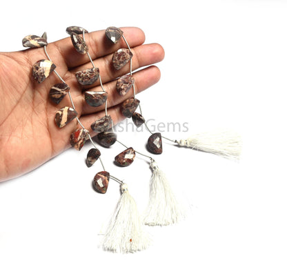 Beautiful Coconut Jasper Faceted Briolette Beads,12-18 mm Jasper Fancy D Shape Beads, Jasper Side Drill Beads For Jewelry Making Craft SALE