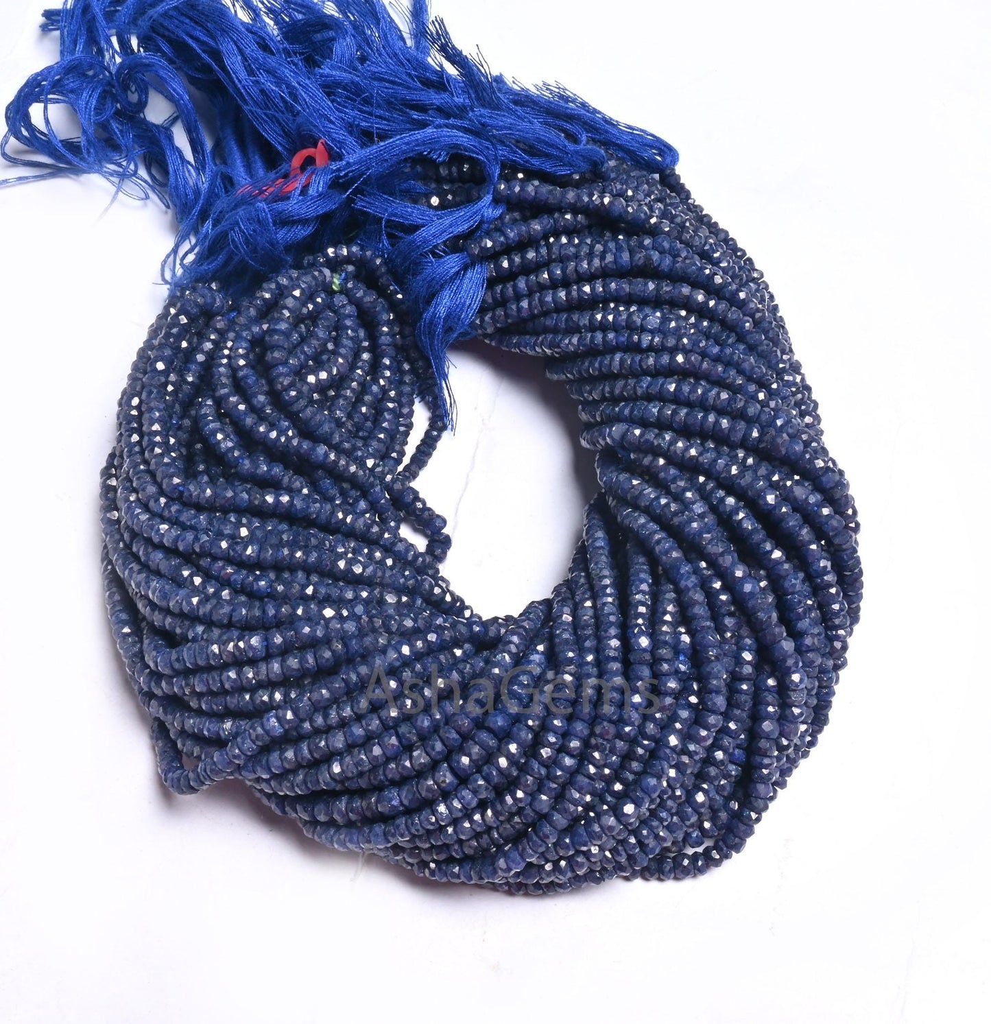 Beautiful Blue Sapphire Faceted Rondelle Shape Beads, Fine Blue Corundum Indian cut Gemstone Beads, sapphire beads necklace making Jewelry