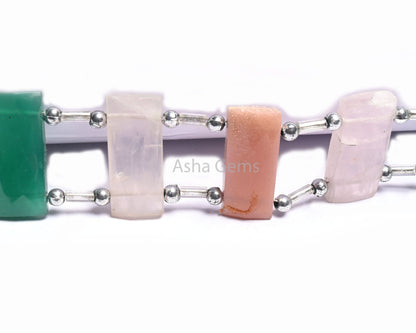Beautiful Mix Color Stone Fancy Chicklet Beads, AAA Natural Multi Disco Gemstone faceted Rectangle Double Drill Bead Bracelet making Jewelry (AG 18567)