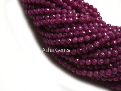 3.2 mm Natural Ruby Faceted Micro Cut Beads, Fine Real Red Ruby Machine Cut Rondelle Gemstone Beads, Rare Genuine Ruby Bead Necklace Jewelry