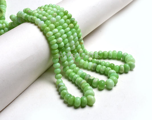 6.5-11 mm Green Opal Smooth Rondelle Beads, Mint Green Opal Plain Handmade Loose Gemstone Beads, Green Opal Beads Jewelry Making Craft SALE