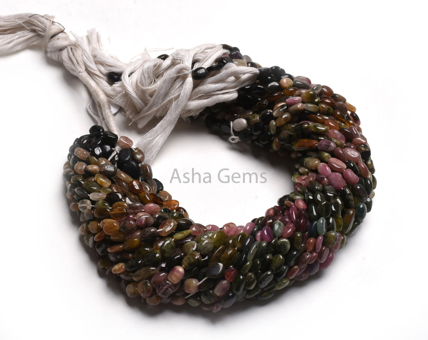 Beautiful Tourmaline Smooth Oval Beads,13" Natural Multi Color Tourmaline Plain Handmade Uneven Oval Straight Drill Gemstone Tourmaline Bead