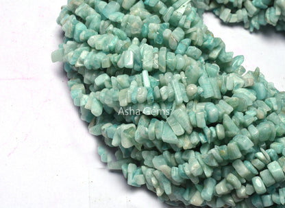 Natural Blue Amazonite Uncut Chip Beads,34 Inch Amazonite Smooth Raw rough Gemstone beads Strand, Amazonite Loose Beads For Jewelry (AG 10325)
