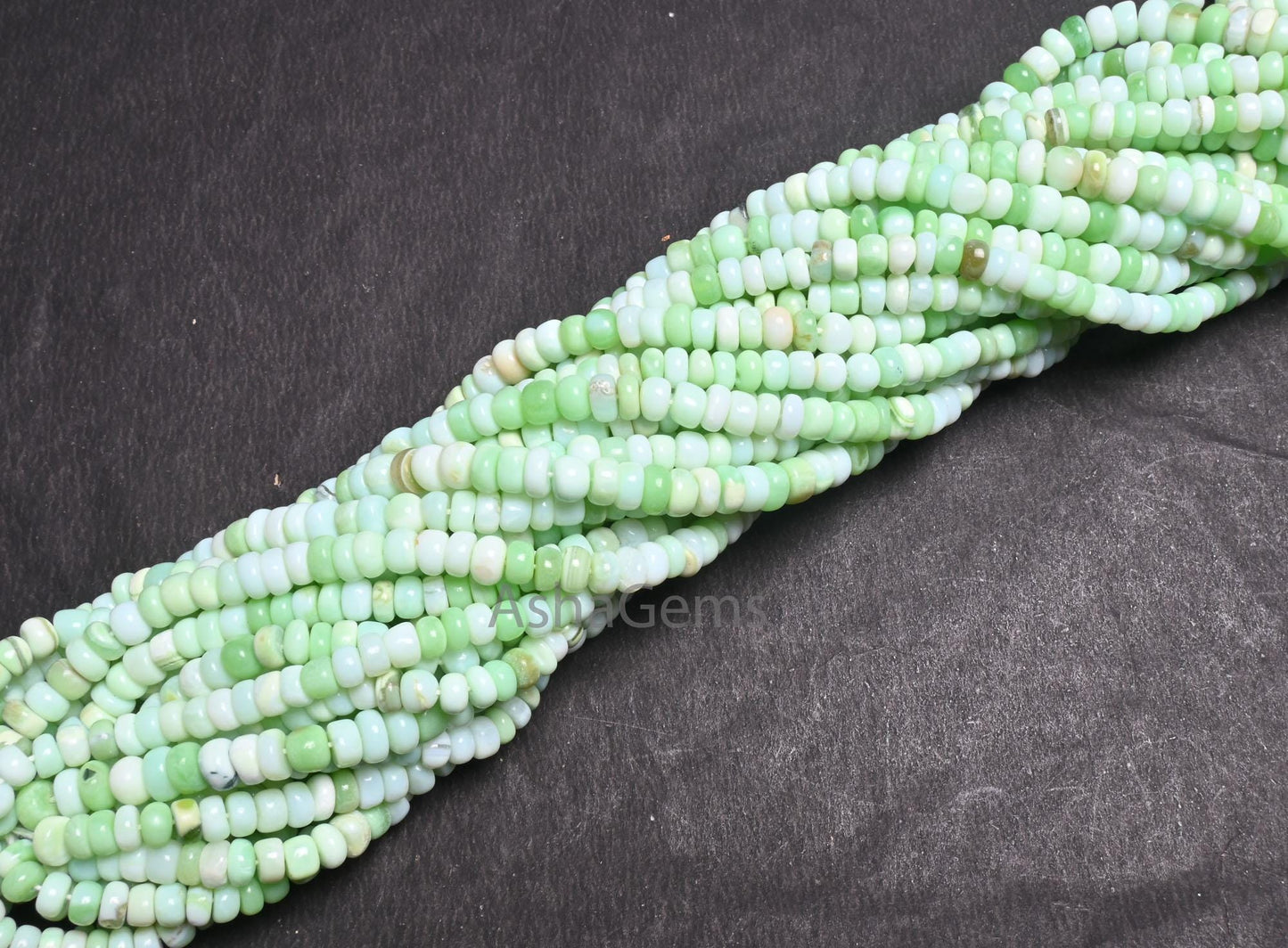 Beautiful Light Mint Green Opal smooth Gemstone Loose beads, Shaded Parrot Green opal Plain Handmade Uneven Rondelle Opal Bead Jewelry Craft (AG 12328)