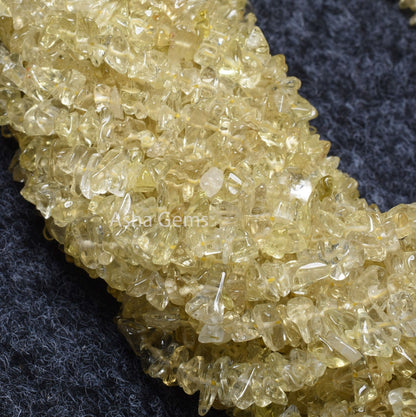 Natural Lemon Quartz Uncut Chip Beads,34" Strand Lemon Raw Rough Polish Tiny Uneven Beads Chip, Lemon Quartz Beads Jewelry Making Craft sale
