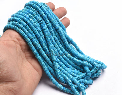 AAA Turquoise Howlite Smooth Tyre Shape Beads,5-5.5 mm Blue Turquoise Plain Handmade Tyre Shape Gemstone Beads For Jewelry Making Craft SALE