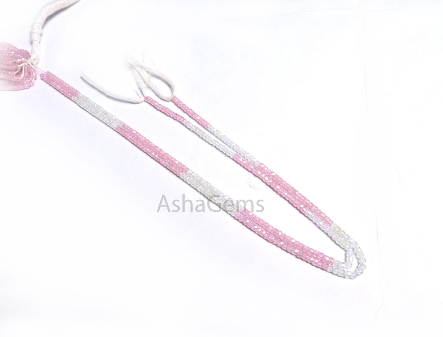 Beautiful Pink white Zircon Faceted Rondelle beads,3 mm Multi Shaded Cubic zircon Faceted Beads,13" Strand Shaded Zircon Beads For Jewelry