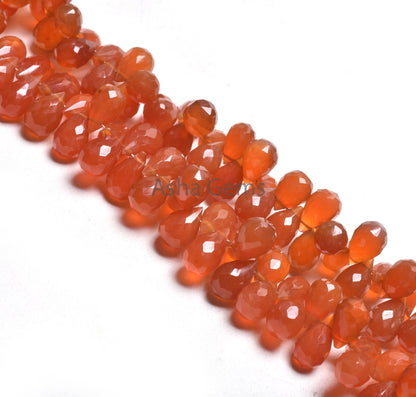 AAA Quality carnelian Faceted Drops Shape Beads,6-10 mm Red Orange Carnelian Teardrop Side Drill Gemstone Beads, Carnelian bead Jewelry SALE