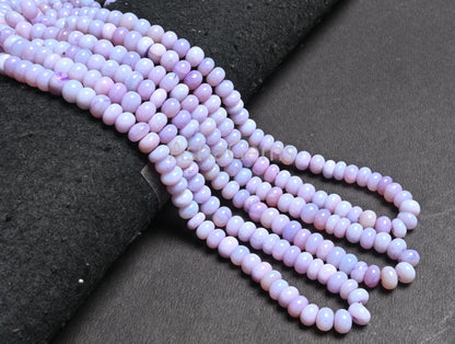 AAA Light Lavender Blue Opal Smooth Rondelle Beads,16" Light Purple Opal Plain Handmade Gemstone Loose Bead Blue Opal Beads Jewelry Necklace