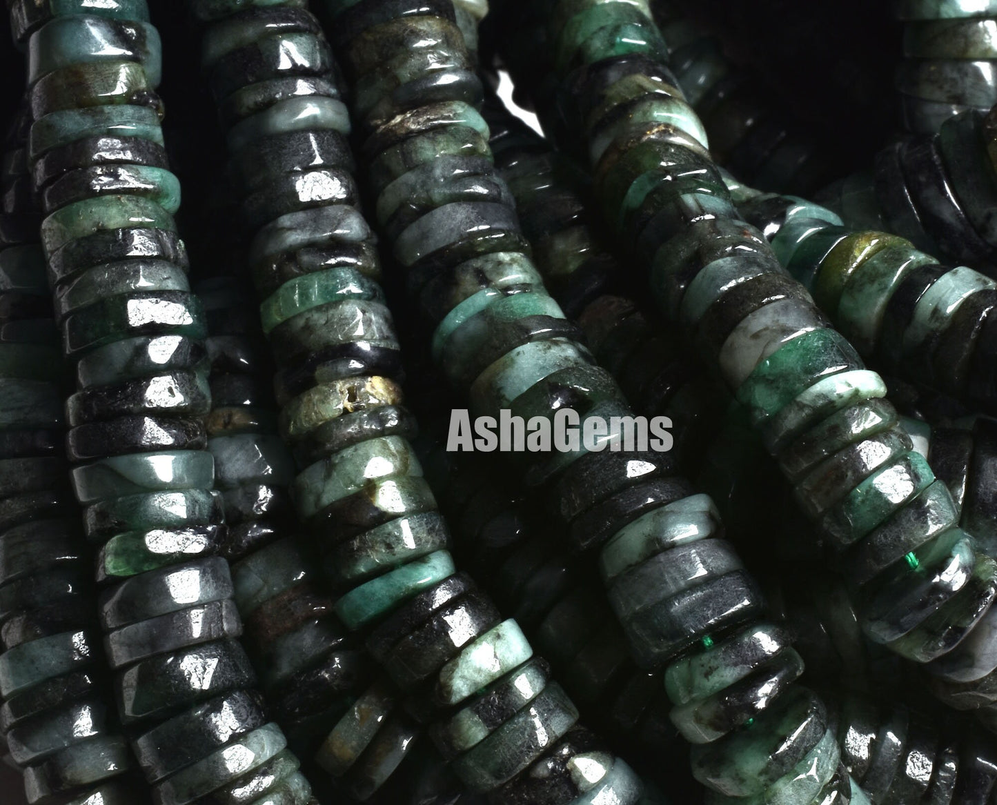 16" Strand Beautiful Emerald Smooth Heishi Tyre Beads/ Natural Shaded Green Emerald Plain Wheel Shape Beads, Emerald Beads For Jewelry craft