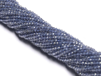 AAA Quality Blue Iolite Micro Cut Beads,13"Strand,2mm Natural Blue Iolite Rondelle Shape faceted Gemstone Bead Necklace Jewelry Making Craft