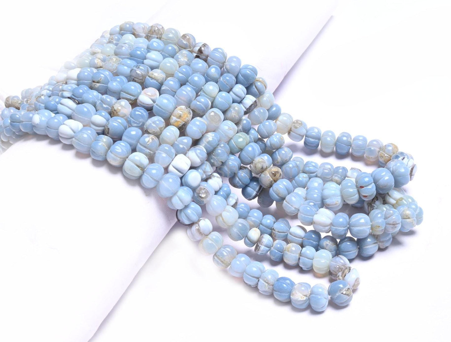 Beautiful Blue opal carving Watermelon beads,16" Shaded Blue Boulder Opal Carve Pumpkin Beads Hand Carved Gemstone Melon Bead Jewelry Crafts