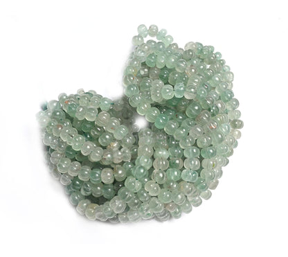 Beautiful Aventurine carved Pumpkin Gemstone Beads, Fine Natural Shaded Green aventurine Carving watermelon handmade Beads Jewelry Necklace