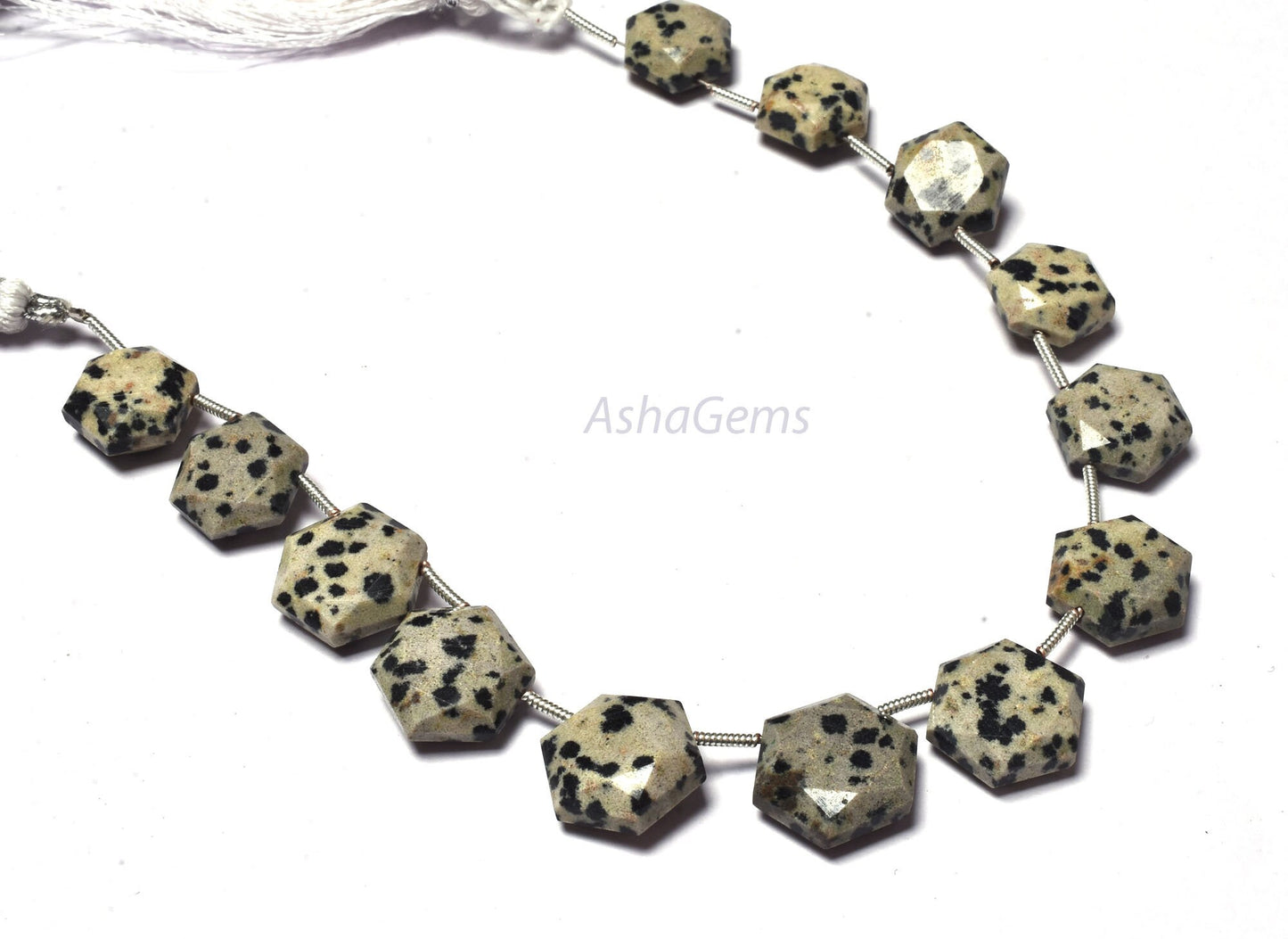 Beautiful Dalmation Jasper Fancy Hexagon Shape Faceted Beads,11-13.5 mm Natural Dalmation Jasper 6 Corner Gemstone beads, Jasper Beads Craft