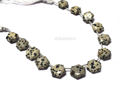 Beautiful Dalmation Jasper Fancy Hexagon Shape Faceted Beads,11-13.5 mm Natural Dalmation Jasper 6 Corner Gemstone beads, Jasper Beads Craft