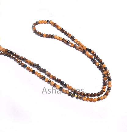 2.2 mm AAA Top quality Tiger Eye Micro Cut Beads,13" Strand Tiger Eye Faceted Machine Cut Rondelle Shape Gemstone tiny Beads Jewelry Makings