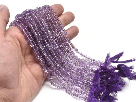 4 mm Natural Purple Amethyst Smooth Button Gemstone Beads,12" Fine Amethyst Handmade Center Drill Button Beads, amethyst Bead Jewelry Crafts