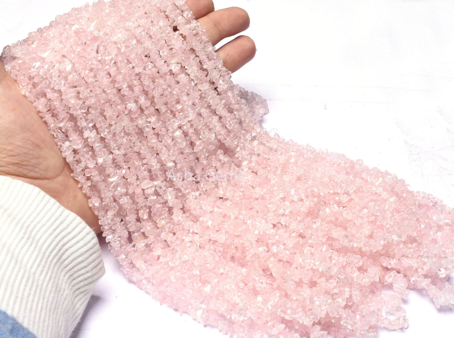 Fine Natural Rose Quartz Uncut Chips Raw Gemstone Beads,34"Strand pink Rose Quartz Smooth tiny Nugget Rough Beads, Rose Quartz Bead Jewelry