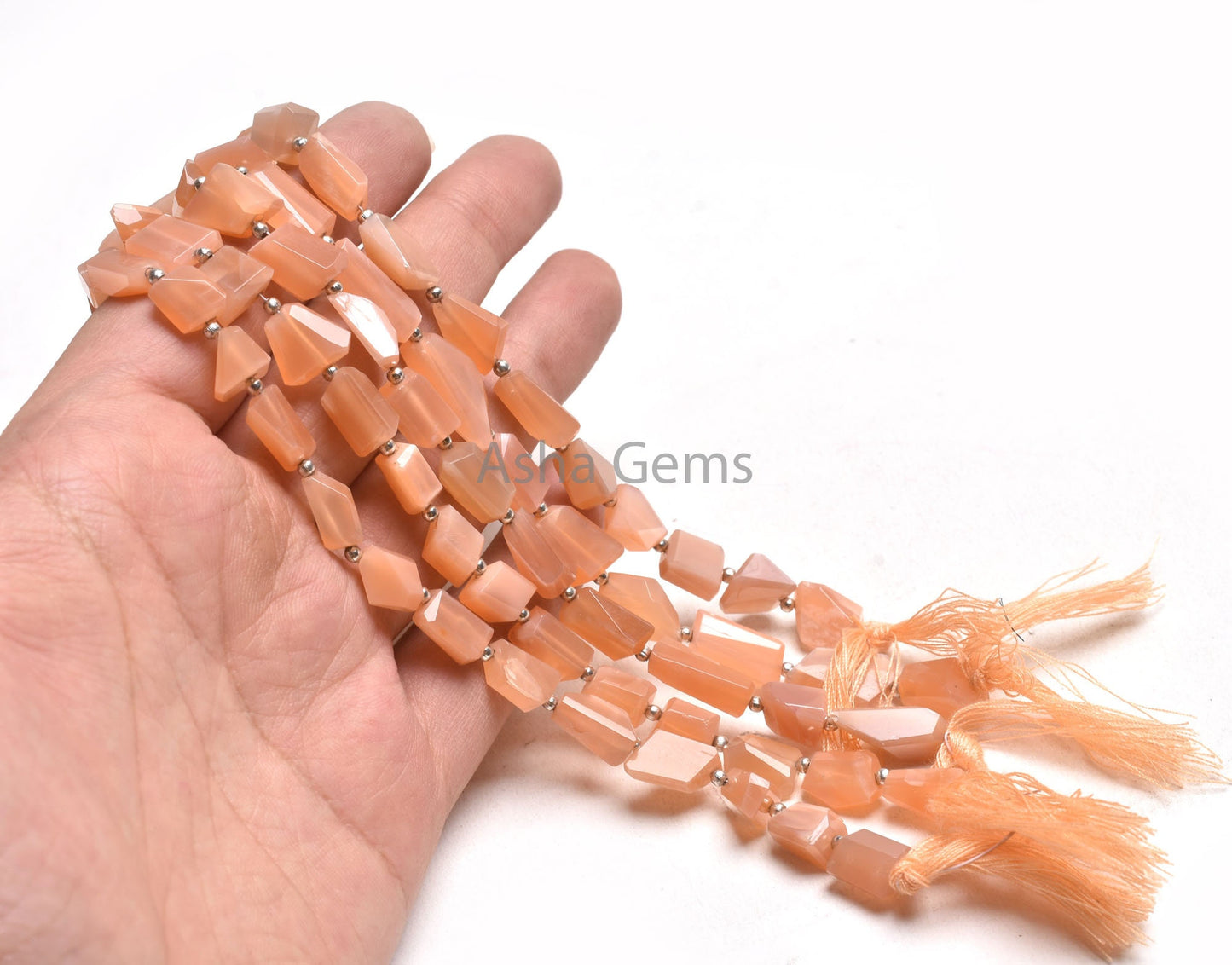 Fine Quality Moonstone Nugget Faceted Gemstone Beads, Natural Peach Moonstone Uneven Tumble Straight Drill Bead, AAA Pink Moonstone Jewelry