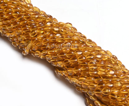 6-8 mm Fine Golden Yellow Quartz Color Hydro Smooth Oval Shape Beads,13" Strand Yellow Hydro Plain handmade Oval Beads Jewelry making Crafts