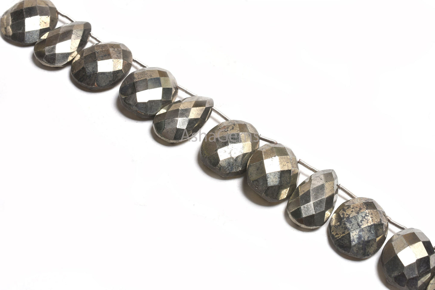 Natural Pyrite Faceted Oval+ Pear Shape Side Drill Beads,10x20-13x18 mm Pyrite Beads, Copper Pyrite Fancy Mix Shape Gemstone Briolette Beads