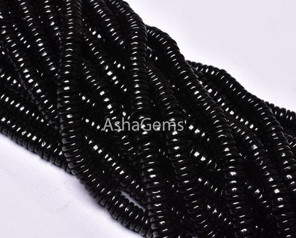 AAA Natural Black Spinel Smooth Tyre Shape Heishi Gemstone Beads,Spinel Smooth Tyre,Heishi Beads,Spinal Loose Beads Jewelry Making Crafts