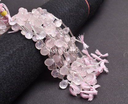 AAA Quality Rose Quartz Fancy Carved Pears Shape Beads, Pink Rose Quartz Carving Teardrop Gemstone Beads Hand Carve Rose Quartz Bead Jewelry