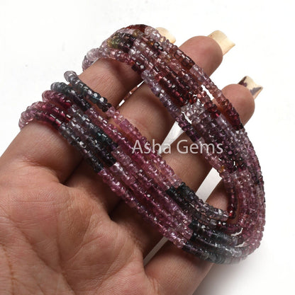 Natural Multi Spinel Smooth Tyre Shape Gemstone Beads,14" Strand Real Spinel Beads, Multi Color Spinel Handmade Tyre Bead Jewelry Craft SALE