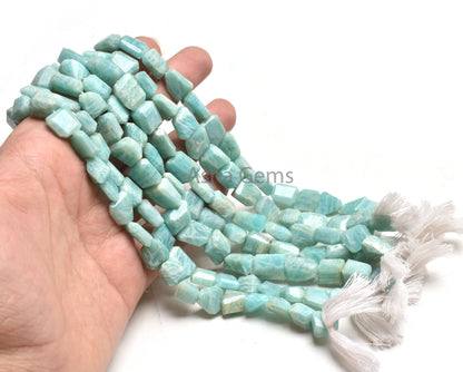 Fine Amazonite Faceted Indian Cut nugget Gemstone Beads, Natural Blue amazonite Handmade Straight Drill Tumble Amazonite Beads jewelry SALE