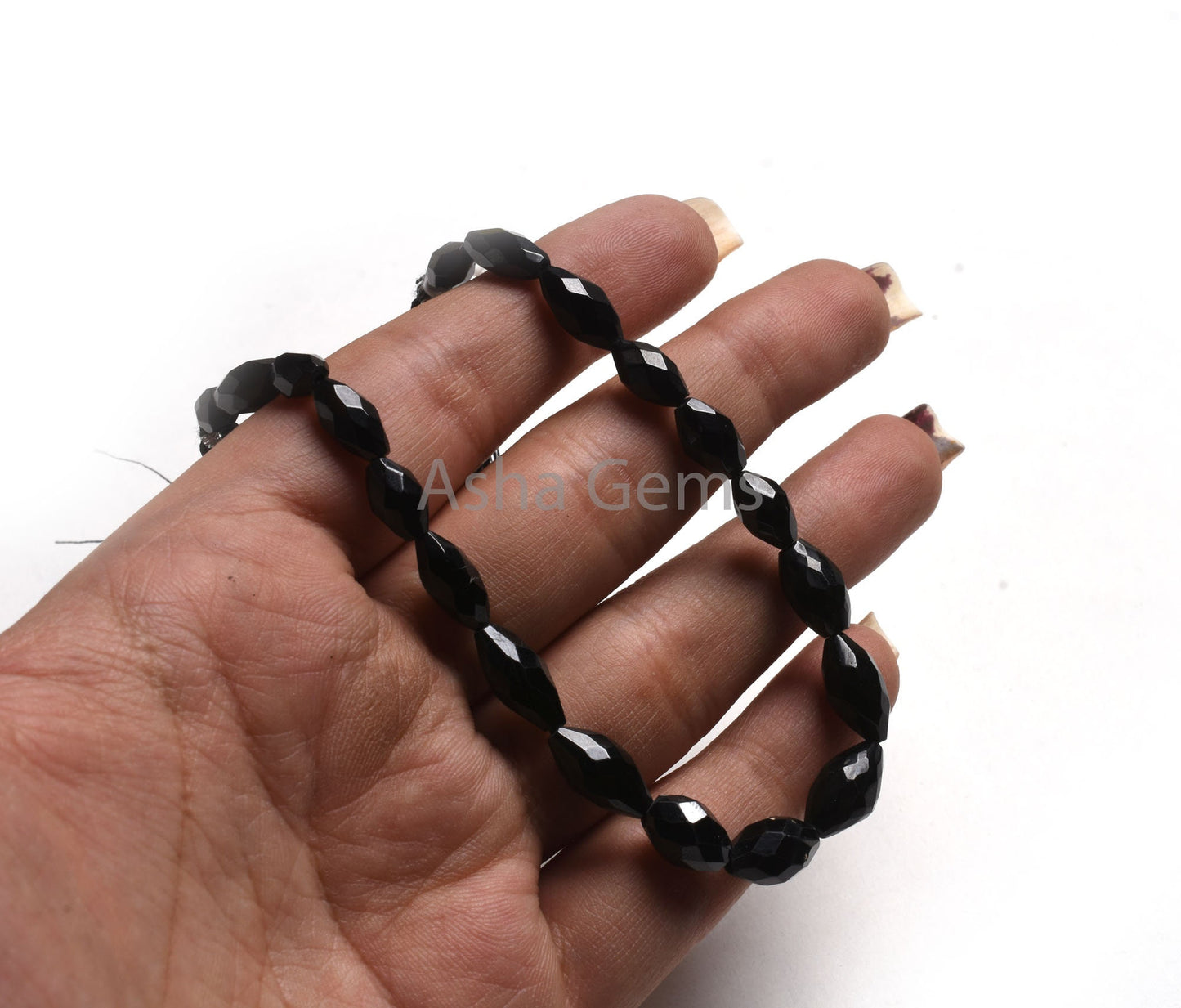 Natural Black Spinal Faceted Barrell Shape Beads,8" Spinal Fancy Loi Shape Gemstone Straight Drill Beads Fine Black Spinal Bead Jewelry SALE