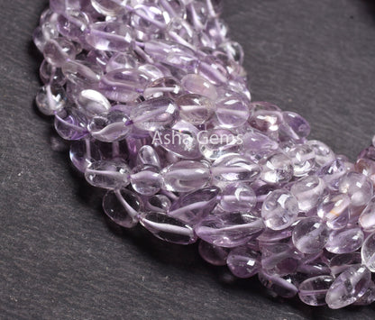 Natural Pink Amethyst Smooth Tiny Nugget Gemstone Bead,13"Strand Fine Pink Amethyst Plain Tumble Straight Drill Beads, Amethyst Bead Jewelry