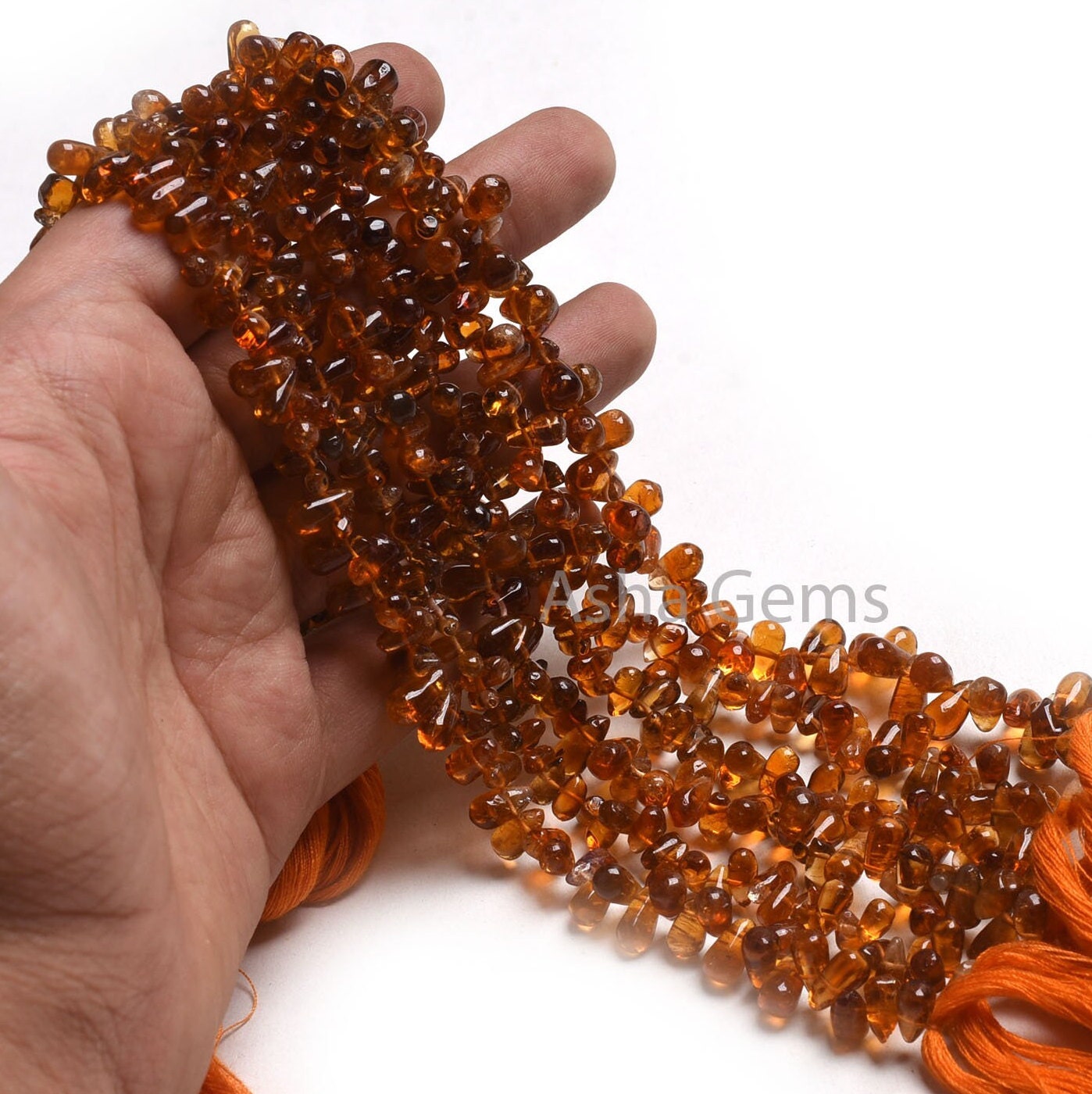 13" Strand Natural Yellow Citrine Quartz smooth Drops Shape Beads, Dark Honey Yellow Citrine Plain Handmade Uneven Teardrop Side Drill Beads