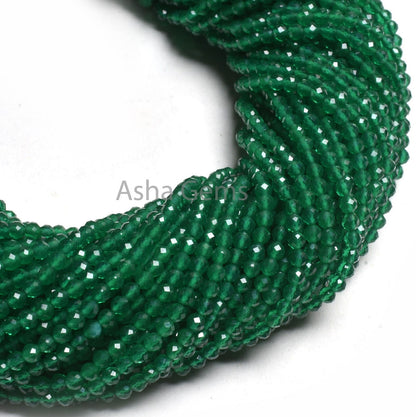 AAA Quality Green Onyx Micro Faceted Round Ball Gemstone Beads,3.2 mm American Green onyx Machine Cut Round Ball Beads Onyx For Jewelry SALE