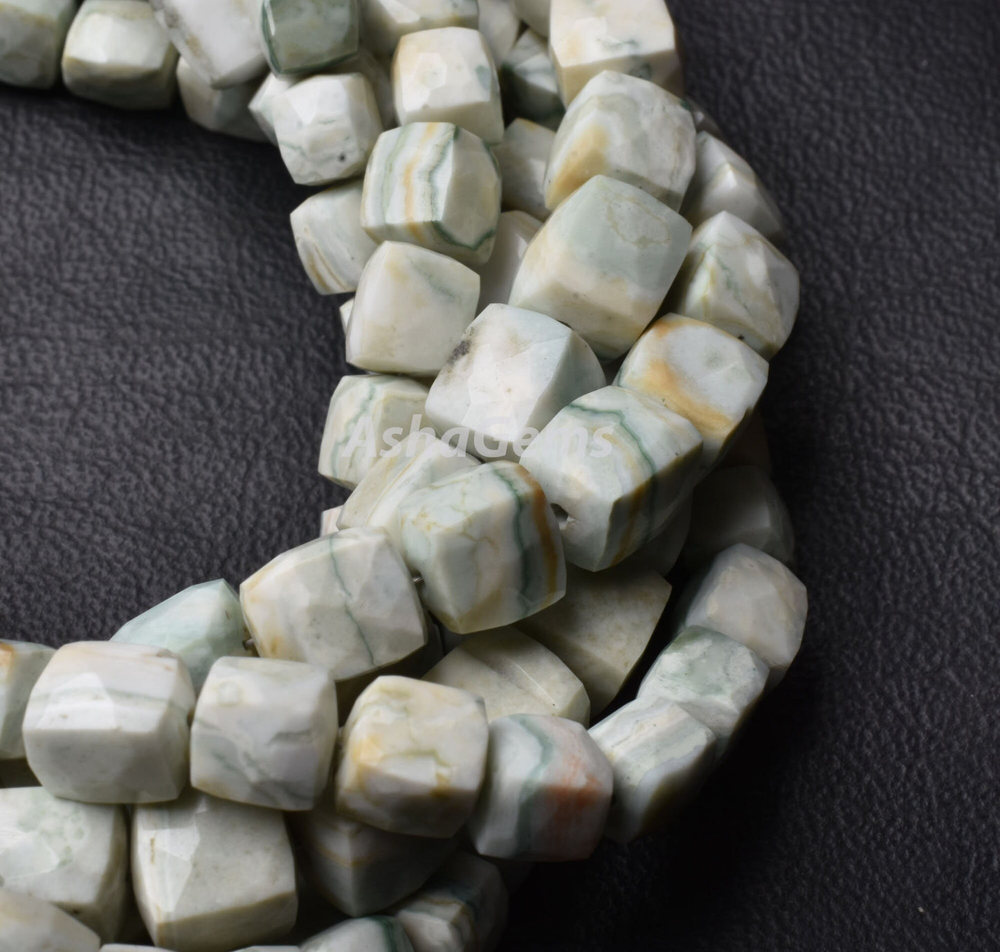 Beautiful Green Dot Opal Faceted Box Shape Beads,8" Strand Natural Opal 3D Cube Box Beads, Opal Faceted Cube Beads For Jewelry Making Crafts
