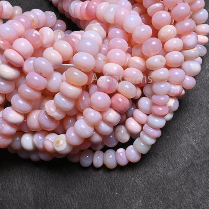 Beautiful Pink Opal Smooth Rondelle Shape Beads, Fine Shaded Pink Opal Plain Handmade Gemstone Loose Bead Pink Opal Bead jewelry making SALE