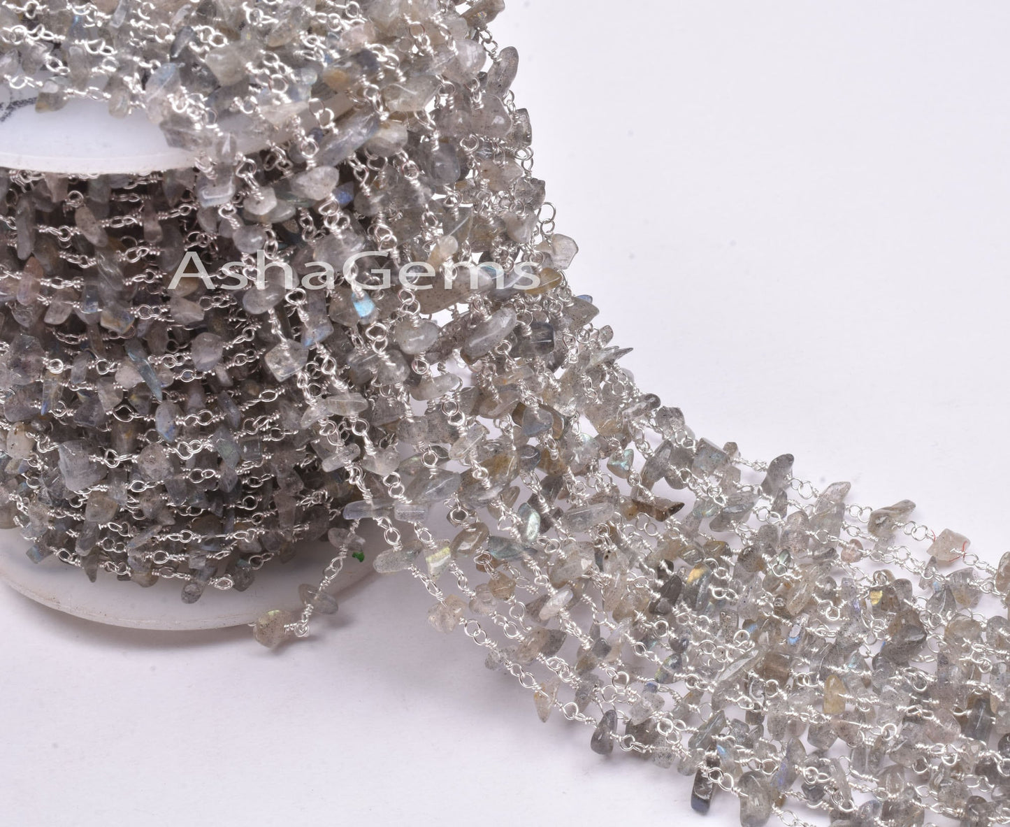 3,5.10 feet Natural Labradorite Uncut Chips Beads Rosary Chain,Black Rainbow Nugget Beaded Chain Rosary Silver Plated Wire Bulk Roll Chains