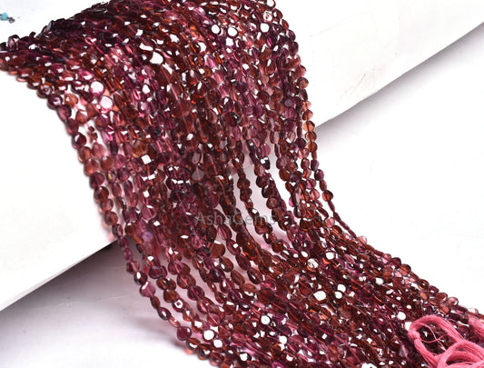 Garnet Faceted Heart Shape Gemstone Beads, Genuine Garnet Straight Drill Heart Briolette, AAA Garnet Flat Heart Beads For Jewelry SALE (18715)