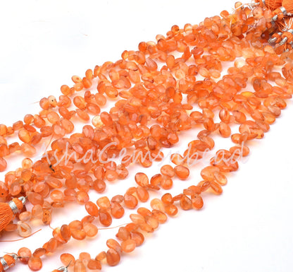 Beautiful Orange Carnelian Pears Shape Faceted Gemstone Beads, Cornelian Teardrop Briolette Side Drill Beads Carnelian Bead Jewelry makings